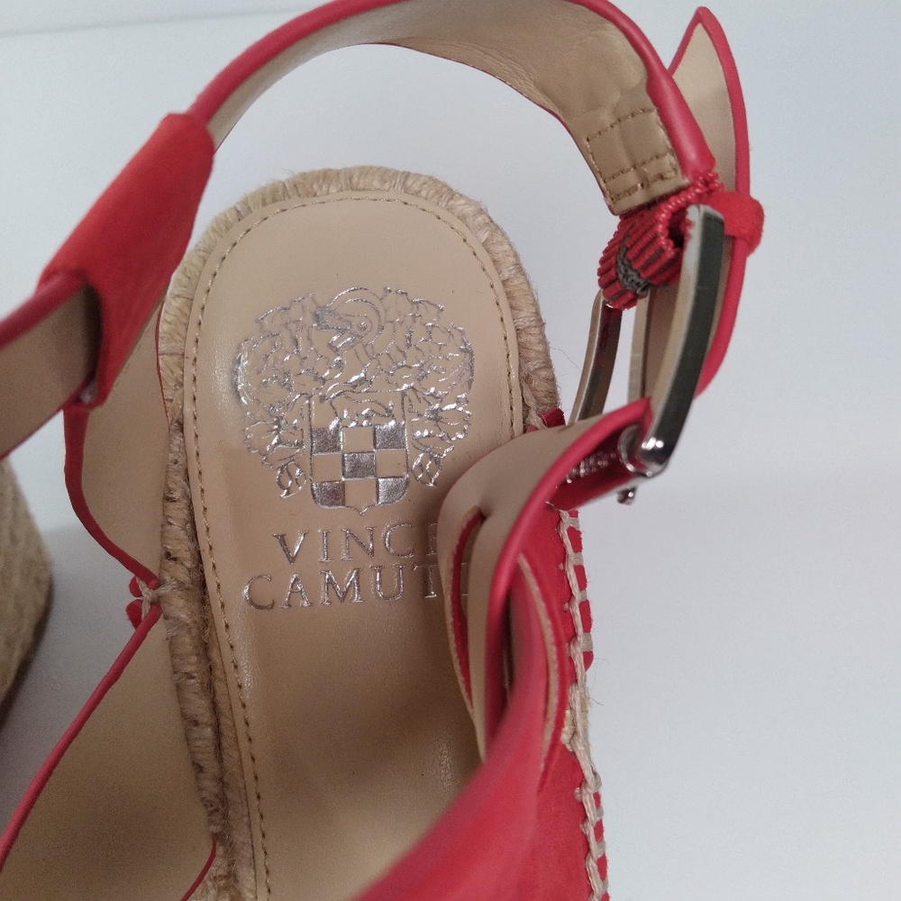 Vince Camuto Martissy Suede Espadrille Wedge Strappy Sandals Razz Red Size 9 - Picture 7 of 11